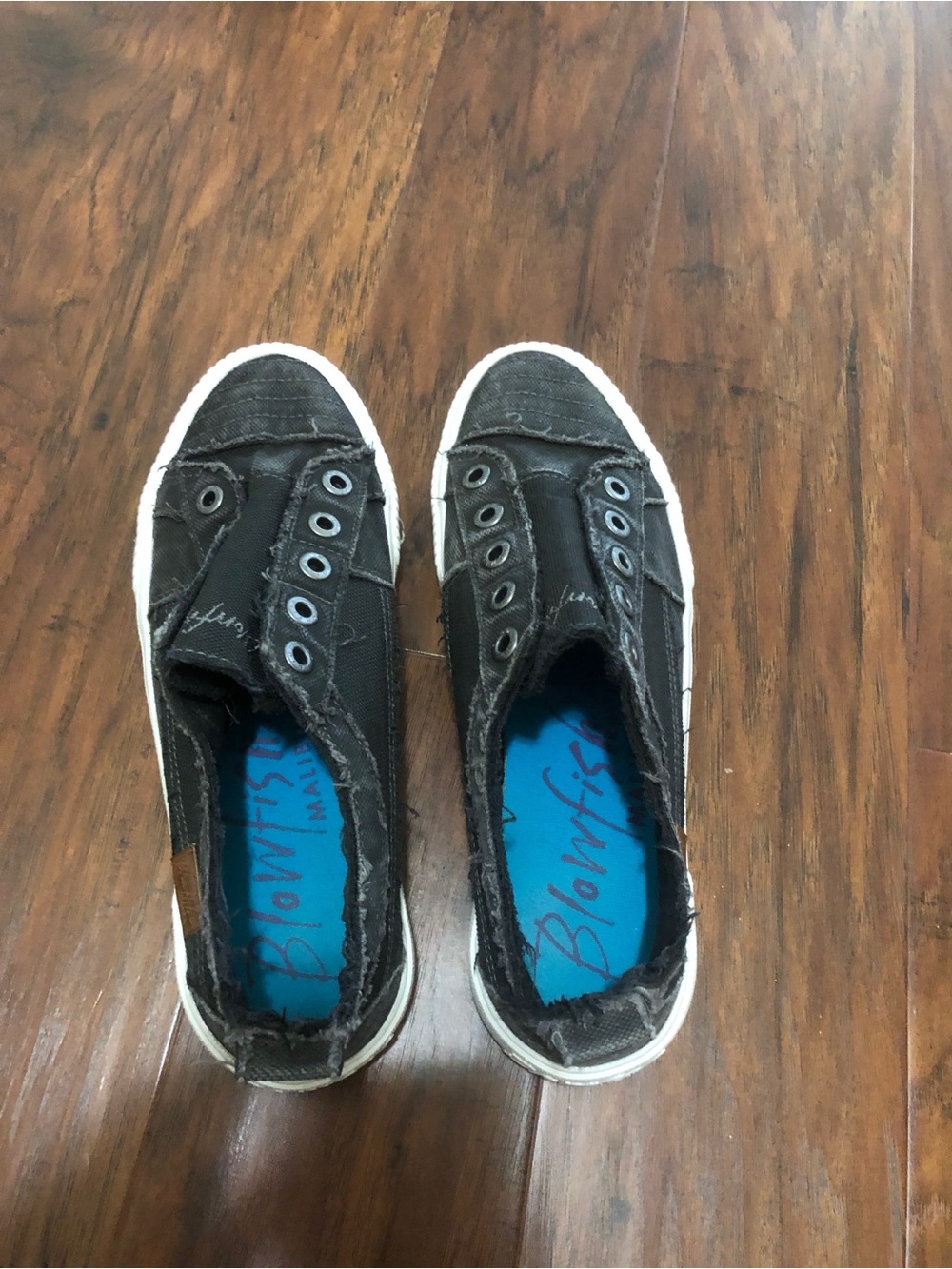 Blowfish Black Canvas Slip-On Sneakers with Blue Insole